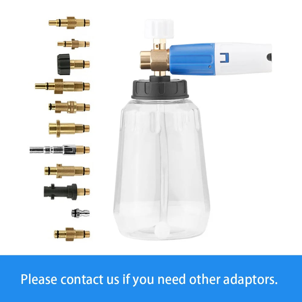 Upgraded Car Washer Snow Foam Lance High Pressure Washer Soap Sprayer Gun Car Cleaning Tool 1L Soap Bottle