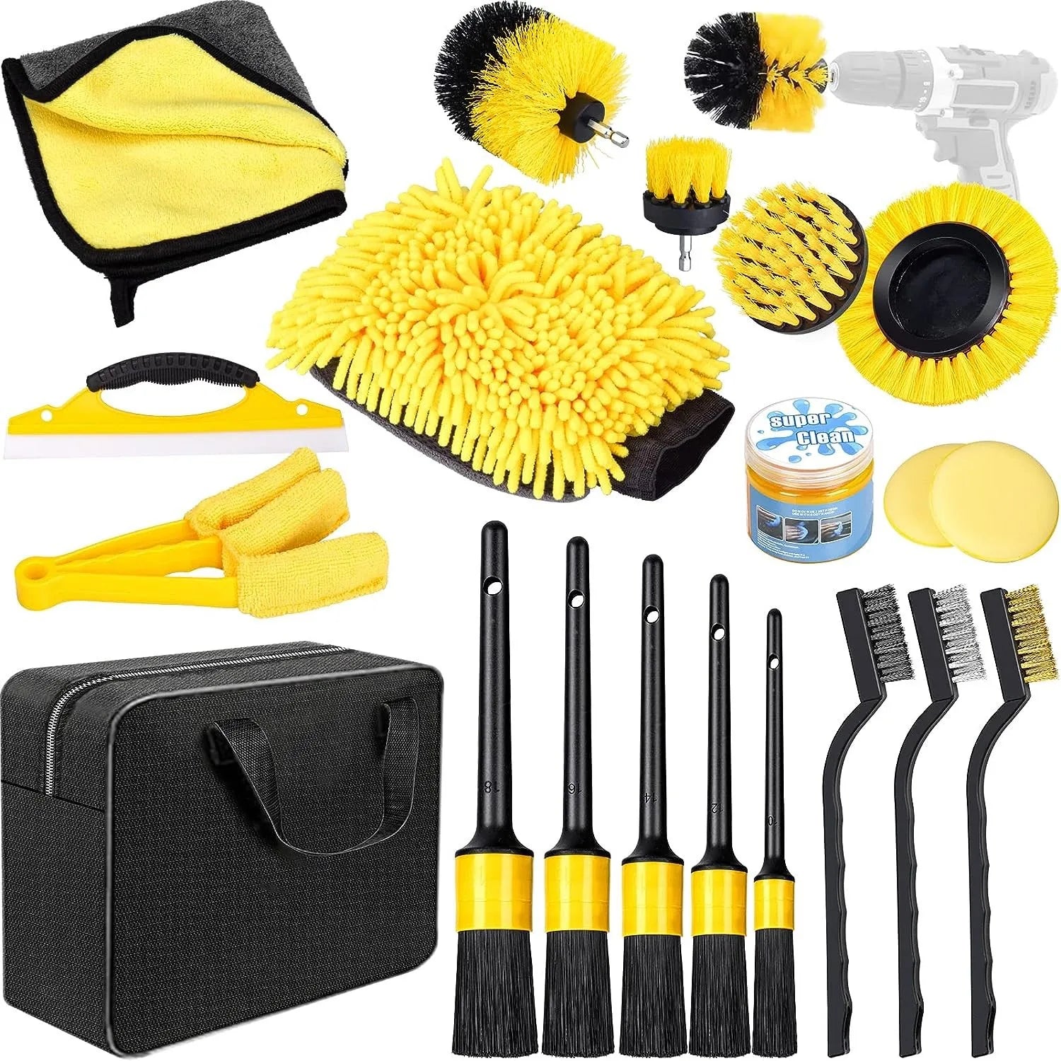 20-Piece Drill Brush Tool Kit, Power Scrubber Attachments for Automotive & Car Care