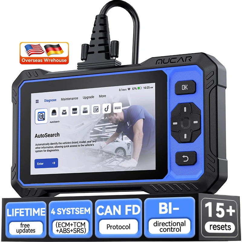 MUCAR 632 Professional Automotive Diagnostic Tool with AI Smart Diagnosis 4 System ECM+TCM+ABS+SRS Lifetime Free Update Scanner